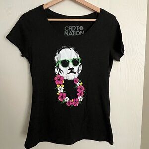 The Chivery Bill Murray BFM Hawaiian Luau Dark Gray Ladies Tshirt, size Large.